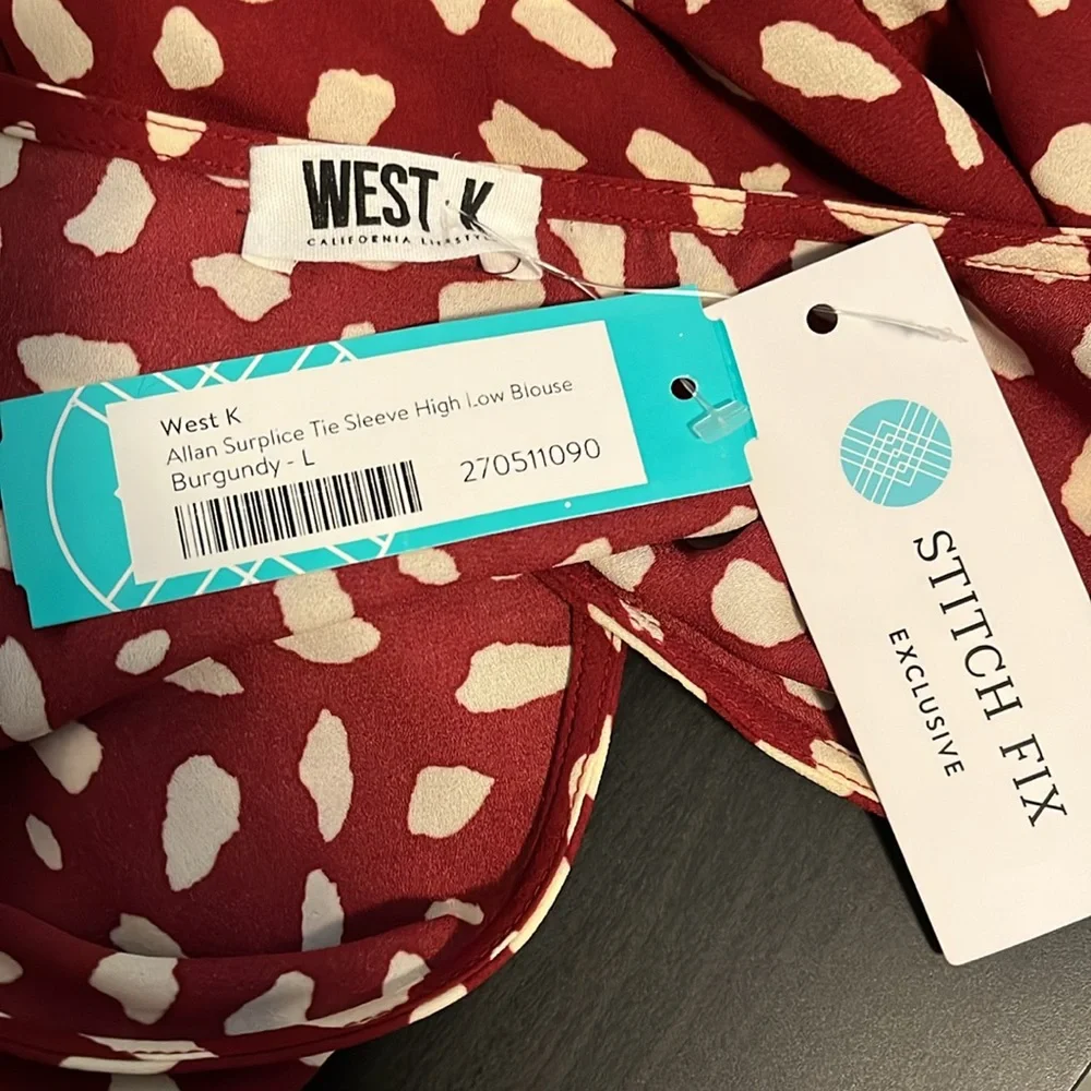 NWT West K Surplice Tie Sleeve Blouse - Picture 9 of 12